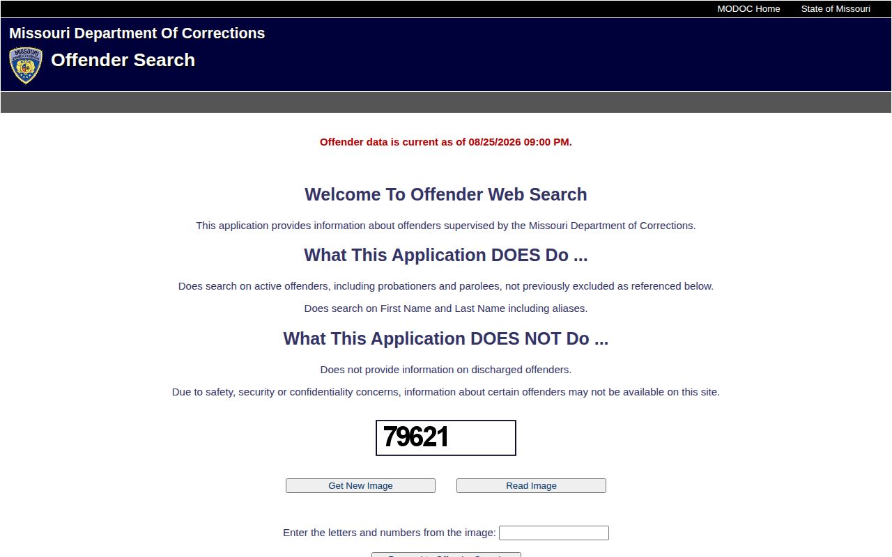 Carter County Missouri state custody offender record search